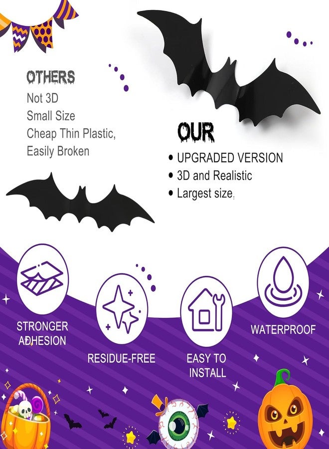 Incrizma 68Pcs Bat Wall Decor, Halloween Bats Decorations 3D Bats WallDecor Realistic Felt Bats Stickers for Outdoor DIY Home Decor Party Supplies (Halloween Bat PInk N Black) - Image 5